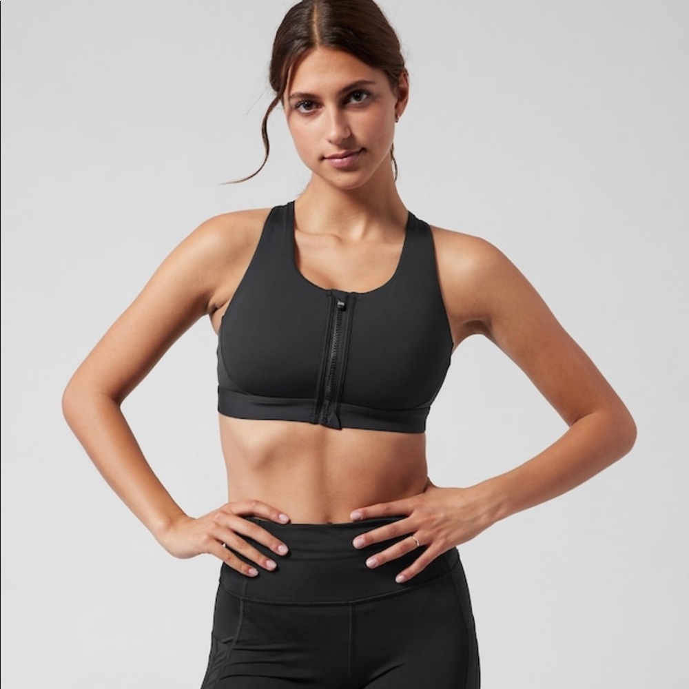 XL Athleta Ultimate Zip Front Bra D-DD Extra Large Black